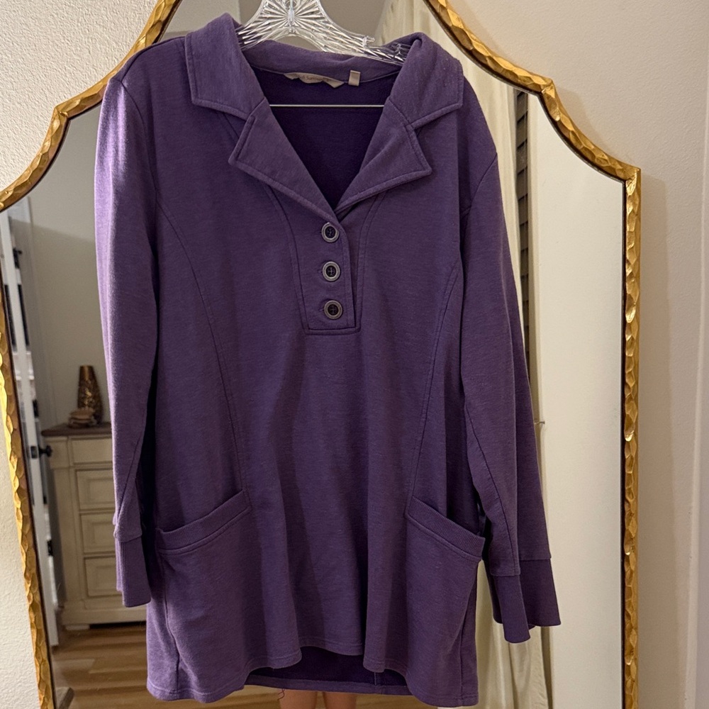 Soft Surroundings Purple Tunic with Button Accents